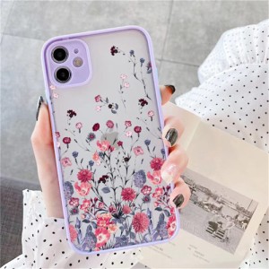 QLTYPRI iPhone XR ケースクリアフロストPCハードバックケース、花柄女性用女の子スリムシリコン耐衝撃性TPU保護カバーiPhone XR ？ 紫の