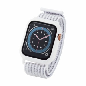 エレコム Apple Watch (アップルウォッチ) ケース カバー バンド一体型 44mm [Apple Watch SE2 SE 6 5 4 対応] 全面保護 ガラス ファブリ