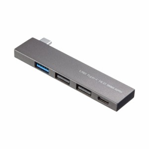 サンワサプライ USBハブ Type-C接続 コンボ(USB Aポート×3・Type-Cポート×1) アルミスリムボディ USB-3TCH21SN