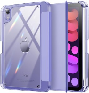 INFILAND New Hybrid iPad Mini 6 case (8.3 inch, 2021), iPad Mini 第6世代 ケース ペンシルホルダー付き [ウルトラクリアバックPUレザ