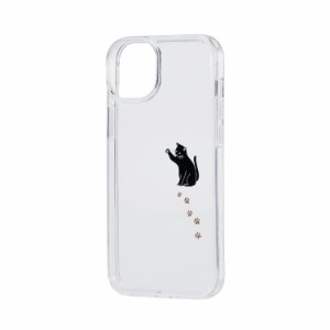 エレコム iPhone 14 Plus ケース カバー 耐衝撃 Appleテクスチャ 黒猫 クリア PM-A22BTSGCAT
