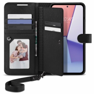 Spigen Galaxy A54 ケース 手帳型 [ SC-53D | SCG21 ] ストラップ付き PUレザー カード 7枚 収納 軽量 薄型 ワイヤレス充電対応 カード収