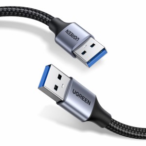 UGREEN USB ケーブル オスオス USB 3.0 a-aタイプ 5Gbps 高速転送 高耐久性 アルミシェルとナイロン編み ライト給電用 冷却ファン HDD TV