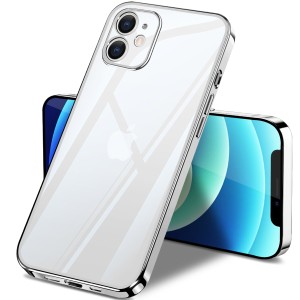 iPhone 12 ケース クリア 全面保護 いpほね12 カバー アイフォン12 ソフト 透明 スマホケース TPU 薄型 耐衝撃 軽量 メッキ加工 携帯カバ