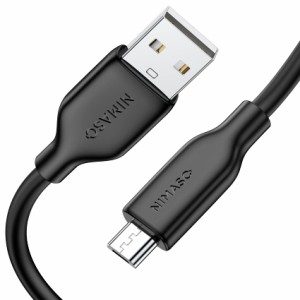 NIMASO Micro USB ケーブル (0.3m ブラック) マイクロ アンドロイド充電ケーブル シリコン素材 断線防止 USB 2.0 2.4A急速充電 Xperia、G