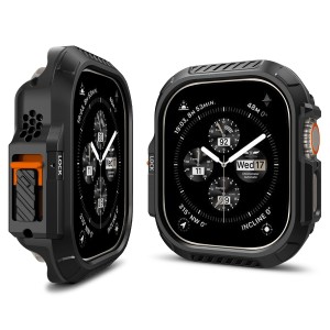 Spigen Apple Watch Ultra2 ケース/Apple Watch Ultra ケース 49mm ロック機能 ワイヤレス充電 紛失防止 カラビナ付き 耐衝撃 カバー 衝