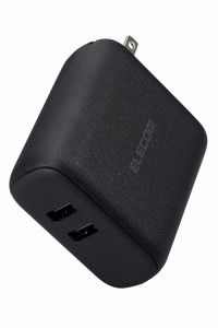 エレコム モバイルバッテリー コンセント一体型 5000mAh 12W出力 2ポート USB-A×2 折りたたみ式プラグ 機内持ち込み可 [iPhone Android 