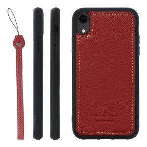 [HANATORA] iPhoneXR ケース 本革 シュリンクカーフ レザー 日本製 シンプル 耐衝撃 ストラップ付属 赤 レッド SPGJP-XR-Red