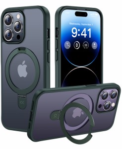 利便性・スタンド・MagsafeCASEKOO iPhone14ProMax 用 ケース 隠し収納式 米軍MIL規格 耐衝撃 スマホケース 薄形半透明 マット仕上げ 指