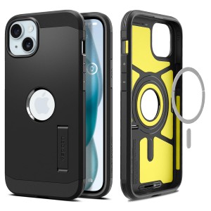 Spigen iPhone15Plus ケース Magsafe対応 スタンド付き 米軍MIL規格 タフ・アーマー・マグフィット ACS06669 (ブラック)