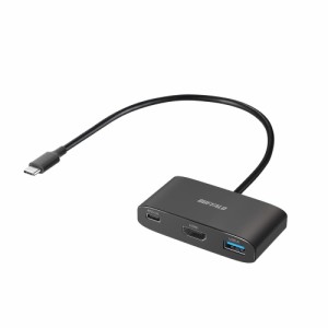 バッファロー USBハブ USB-C 3.2 Gen1 3ポート 90W USB PD対応 4K HDMI 5Gbps 高速データ転送  iPhone 15 / 15 Pro 対応 ブラック BSH3U3