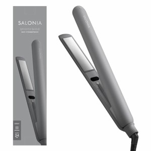 SALONIA サロニア スムースシャイン ストレートヘアアイロン 24mm グレー耐熱ポーチ付 SAL23105GR