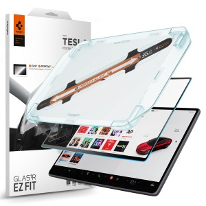 Spigen EZ Fit ガラスフィルム Tesla Model 3 (2024) 15.4 用 貼り付けキット付き アンチグレア加工 テスラ モデル 3 対応 さらさら AG 