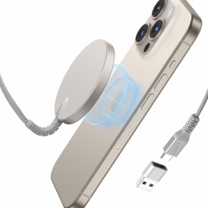 2023改良型ESR ワイヤレス充電器 MagSafe 対応 充電器 マグネット式 iPhone15/14/13/12シリーズ対応 急速充電 強力磁気吸着 強化編組ナイ