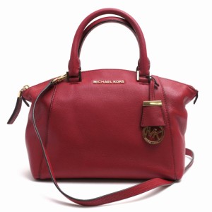 ○マイケルコース Michael Kors ペブルドレザー 牛革 ハンドバッグ Riley Medium Satchel 2WAY ショルダーバッグ シボ革 シュリン  中古