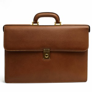 ○ロエベ LOEWE 牛革 カーフ ビジネスバッグ フラップ式 シボ革 シュリンクレザー メンズ 【中古】 中古