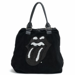 ○ムータ muta ENUOVE The Rolling Stones ローリングストーンズ ラムスエード 羊革 トートバッグ Lips&Toung刺繍 クロコ型押し レ 中古