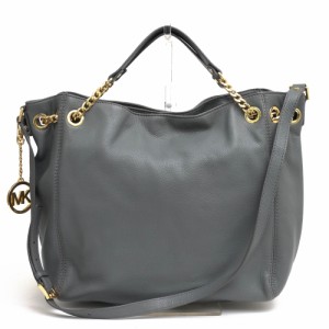 ○マイケルコース Michael Kors ペブルドレザー 牛革 トートバッグ 30S11JSE2L Jet Set Chain Medium Gather Shoulder Tote チェー 中古