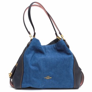 ○コーチ COACH 2018年 日本限定モデル ハンドバッグ 28916 Denim and Leather Edie デニム アンド レザー イーディー 肩掛け ワン 中古