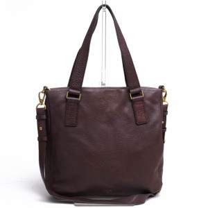 ○フォッシル FOSSIL 牛革 トートバッグ シボ革 シュリンクレザー 2WAY ショルダーバッグ メンズ 【中古】 中古