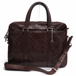 ○コーチ COACH 牛革 ビジネスバッグ F71045 Bleecker Slim Brief In Op Art Embossed Leather ブリーカー スリムブリーフ オプア  中古