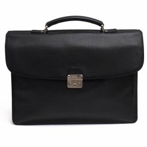 ○ロンシャン Longchamp 牛革 ビジネスバッグ フラップ式 シボ革 シュリンクレザー メンズ 【中古】 中古