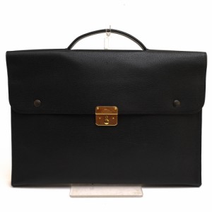 ○ロンシャン Longchamp 牛革 カウハイド ビジネスバッグ L2156021047 ル フローネ LE FOULONNE ブリーフケース M フラップ式 シボ 中古