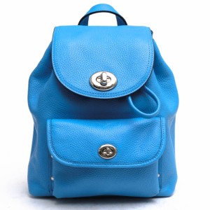 ○コーチ COACH ポリッシュドペブルレザー 牛革 リュック 37581 Mini Turnlock Rucksack In Polished Pebble Leather ミニ ターン  中古