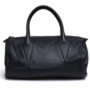 ○ジルサンダー Jil Sander 牛革 カーフ NAVY ネイビー ハンドバッグ シボ革 シュリンクレザー ミニボストン レディース 【中古】 中古