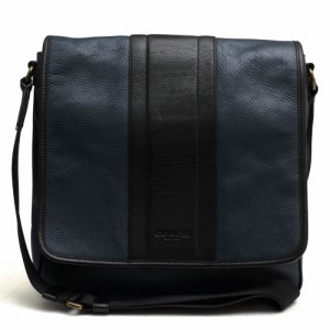 ○コーチ COACH ボンベレザー 牛革 ショルダーバッグ F71641 Heritage Map Bag In Bombe Leather ヘリテージ マップバッグ フラッ  中古