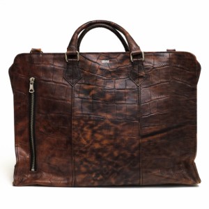 ○ディケード DECADE 馬革 ホースレザー ビジネスバッグ DCD-01011 Embossed Croc Horse Leather Brief Bag B4サイズ収納可能 ヴィ 中古