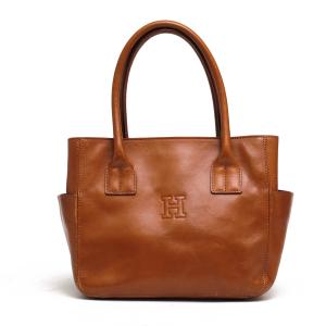 極美品ヒロフ ペルーシェ トート ハンド バッグ A4収納可 シボ革 Hロゴ 
