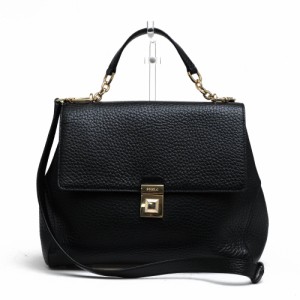 ○フルラ FURLA ペブルドレザー 牛革 ハンドバッグ JOANN M TOP HANDLE ジョアン チェーンショルダー 2WAY ショルダーバッグ レデ  中古