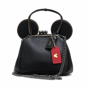 ○コーチ COACH Disney Mickey ディズニー ミッキーマウス 牛革 ハンドバッグ MC-10215 チェーンショルダーバッグ がま口 2WAY シ  中古