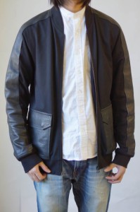 ○アレキサンダーワン ALEXANDER WANG T by Leather Combo Ponte Bomber Jacket レザー使用 ジャケット メンズ 中古