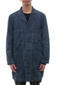 ○ユニフォームエクスペリメント uniform experiment 8オンスデニム ステンカラーコート UE-192042 DAMAGED SHOP COAT ショップコ  中古