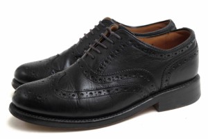 ○グレンソン GRENSON カーフ 牛革 ビジネスシューズ STANLEY スタンレー メダリオン ウイングチップ レザーソール グッドイヤーウ 中古