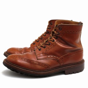 ○トリッカーズ Tricker's  レースアップブーツ M2508 MALTON モールトン Brogue Boots ダブルソール カントリーブーツ ウイングチ 中古