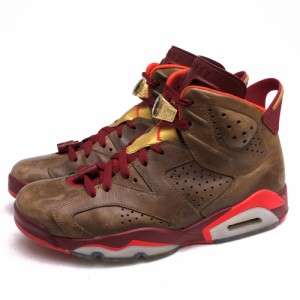 ○ナイキ NIKE  ハイカットスニーカー 384664-250 JORDAN 6 RETRO RAW UMBER/TEAM RED/METALLIC GOLD-CHALLENGE RED エアジョーダ  中古