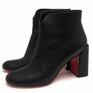 ○クリスチャン ルブタン Christian Louboutin 牛革 ブーティー ショートブーツ CASTARIKA 85 CALF DESERT チャンキーヒール サイ  中古