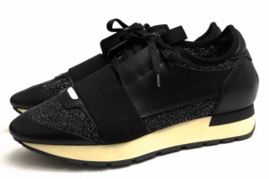 ○バレンシアガ BALENCIAGA 一部牛革 ローカットスニーカー RACE RUNNER レースランナー メッシュラメ レディース 【中古】 中古