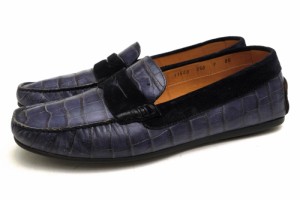 ○サントーニ Santoni  コインローファー 11500 スリッポン クロコ型押し マッケイ製法 メンズ 【中古】 中古