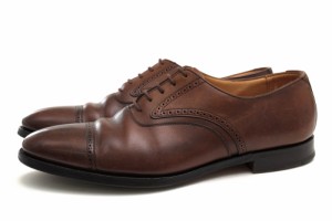 ○クロケット＆ジョーンズ CROCKETT＆JONES 牛革 カーフ ビジネスシューズ X96196 セミブローグ キャップトゥ グッドイヤーウェル  中古