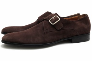 ○モレスキー MORESCHI 牛革 ビジネスシューズ 39170 Kobe Soft Suede Monk Strap Shoes モンクストラップ マッケイ製法 レザーソ  中古