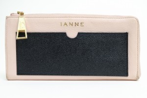 ○イアンヌ IANNE 牛革 長財布 370-I0041 NATALY ナタリー L字ファスナー 小銭入れあり バイカラー シボ革 シュリンクレザー レデ  中古