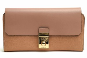 ○フルラ FURLA 牛革 長財布 PEGGY XL BIFOLD フラップ式 小銭入れあり シボ革 シュリンクレザー レディース 【中古】 中古