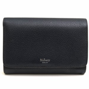 ○マルベリー MULBERRY 牛革 カーフ 財布 Medium Continental French Purse 小銭入れあり 二つ折り シボ革 シュリンクレザー レデ  中古