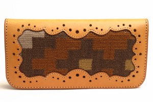 ○ケイシイズ KC's ウールラグ 牛革 長財布 GALLUP RUG GRADATION LONG WALLET ギャラップ ラグ グラデーション ロングウォレット  中古