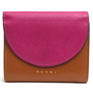 ○マルニ MARNI 牛革 カーフ 財布 LAW 小銭入れあり 三つ折り バイカラー レディース 【中古】 中古