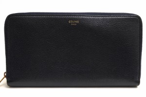 ○セリーヌ CELINE 牛革 カーフ 長財布 F-GB-0144 Large Zipped Multifunction 小銭入れあり ユニセックス 男女兼用 ラウンドジッ  中古